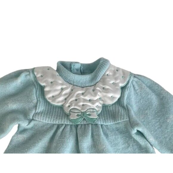 VIntage Baby Girl Sweet Treats Knit Dress Pastel Blue Size 18 Month Made Israel - Picture 2 of 7
